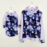 mid night floral matched with purple Hooded Dress