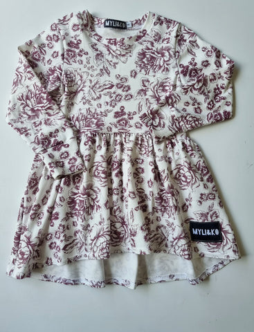 Vintage floral longsleeve twirl dress