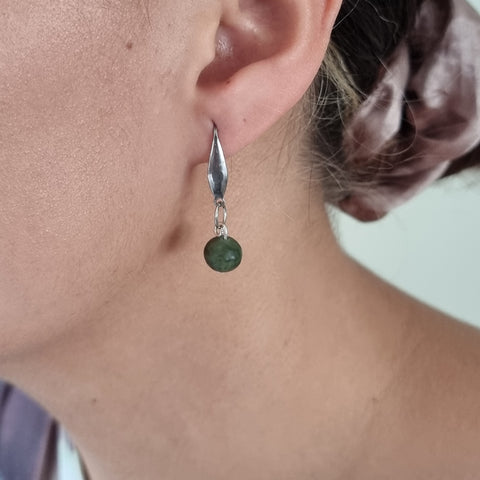 Green-stone on silver plate drop