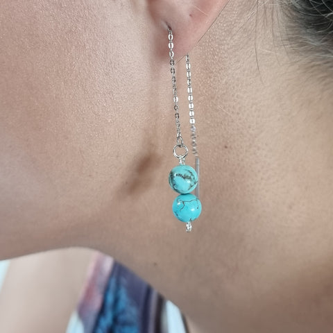 Turquoise Drop thread earrings