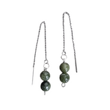 Green-stone Drop thread earrings