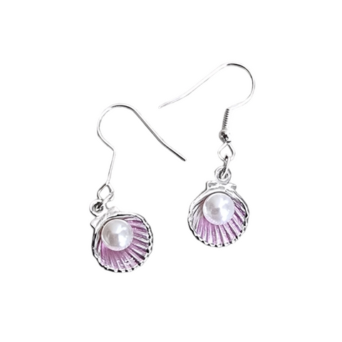 Shell pearl on silver tone Hook (pink)