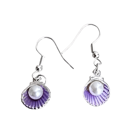 shell pearl on silver tone Hook (purple)