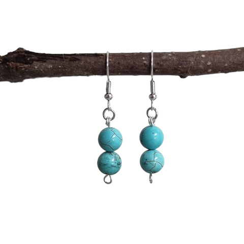 2 Turquoise-stone silver tone hook