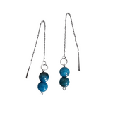 Blue-stone Drop thread earrings