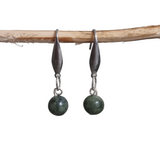 Green-stone on silver plate drop
