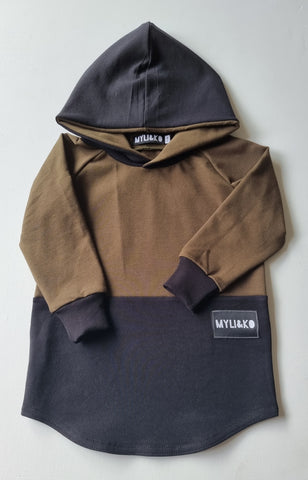 Khaki/Black hooded top