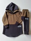 Khaki/Black hooded top