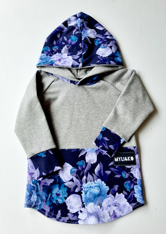 mid night floral hooded top