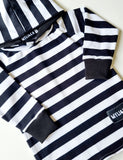 Monochrome striped hooded tops